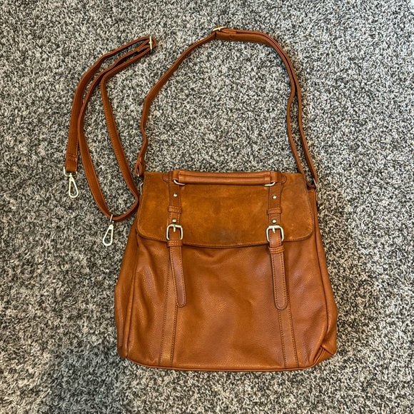 Street Level Handbags - Street level messenger bag brown leather suede